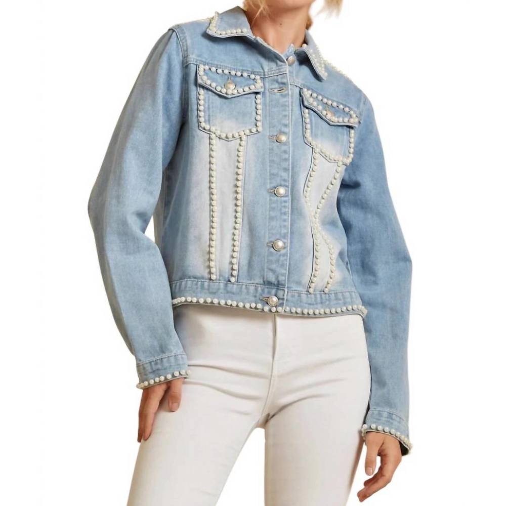 NEW ANDREE BY UNIT above all odds denim jacket in light wash